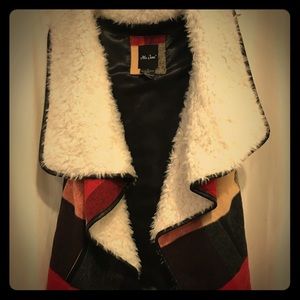 Plaid fur lined vest